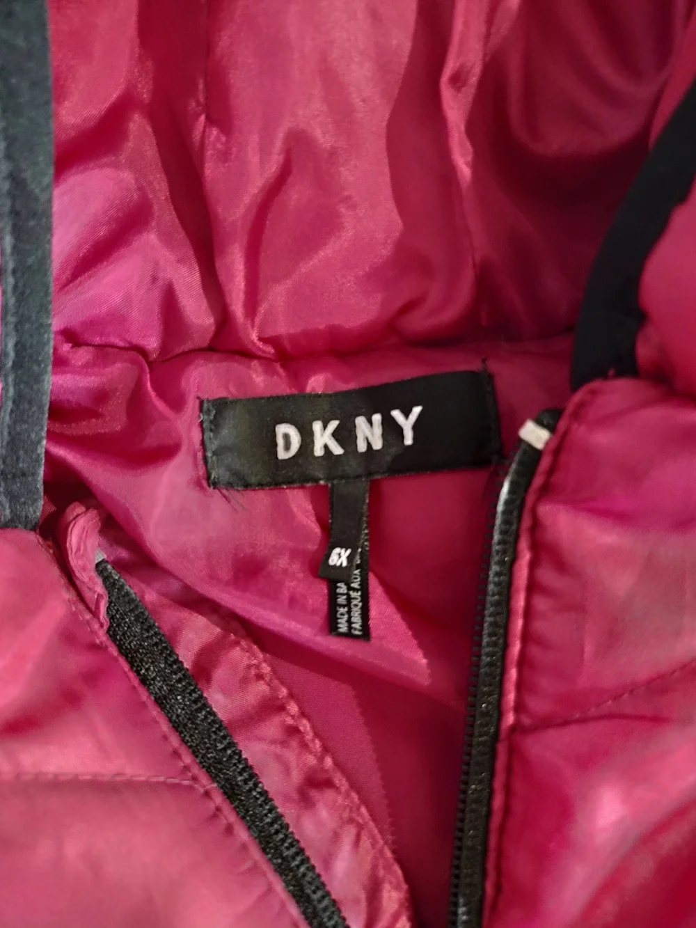 DKNY Bright Pink Hooded Quilted Vest